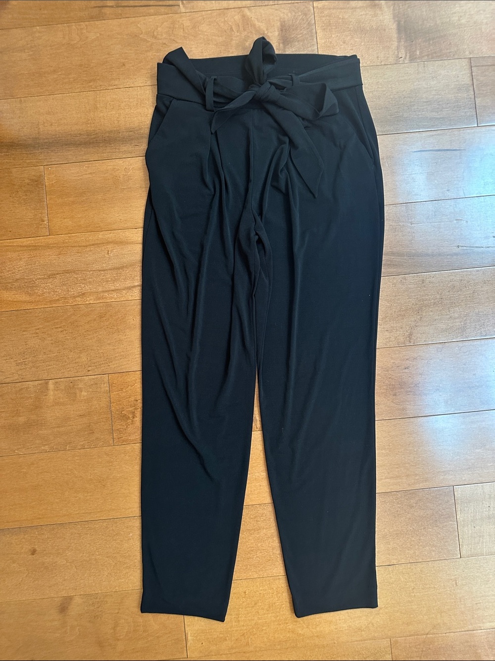 Express Black High-Waist Tie Front Pants